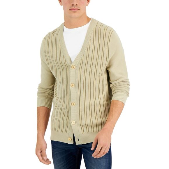 Alfani Mens Stripe V-Neck Cardigan Sweater Size S - Picture 1 of 3